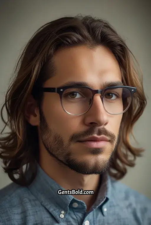 13. Long Flowing Hair with Clear Frames