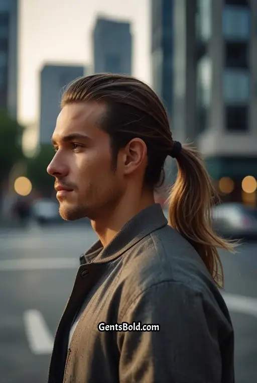 13. Tied Back Shoulder Length Hair