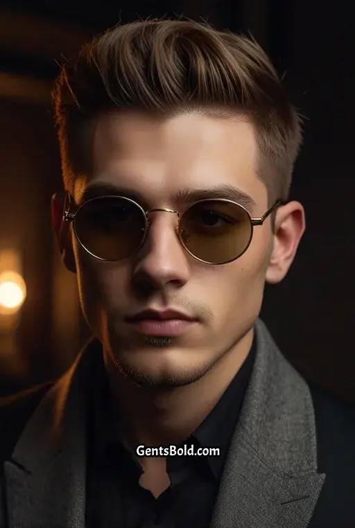 14. High Fade With Round Gold Glasses