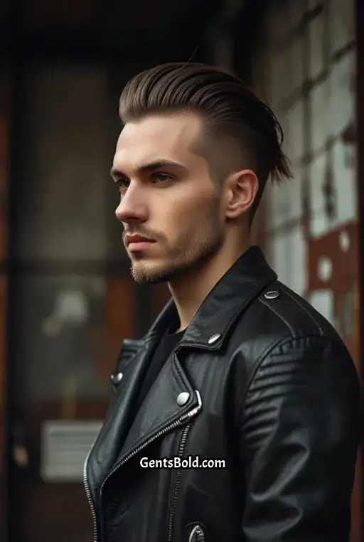 15.Bold Slick Back with Skin Fade