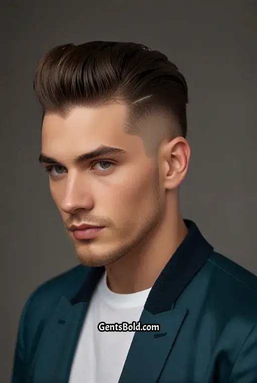 16. Mid Fade with Slicked Back Pompadour