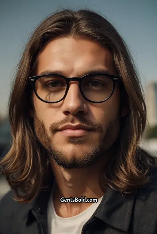17. High Volume Long Hair with Round Glasses