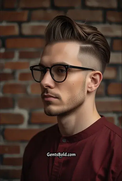 17. Side Swept Undercut With Bold Red Frames