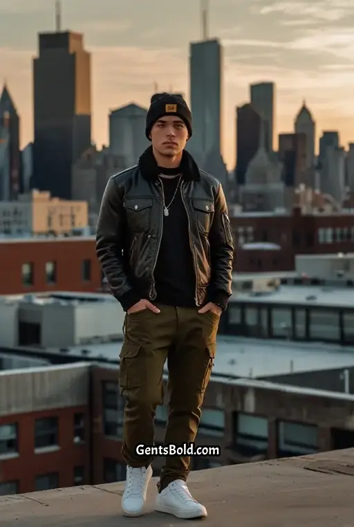 18. Bold Urban Look with Carhartt Beanie and Cargo Pants