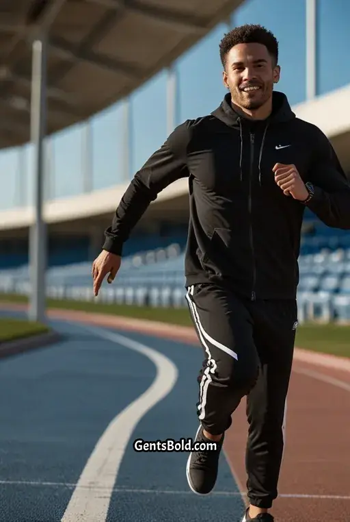 19. Black Hoodie with Track Pants