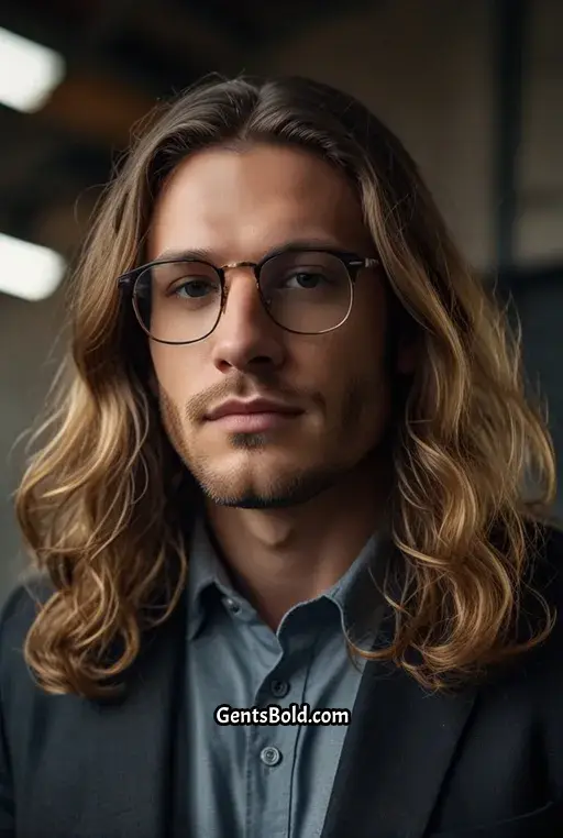 19. Loose Long Hair with Square Framed Glasses