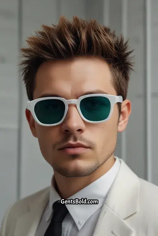 19. Short Spiky Hair With Geometric Glasses