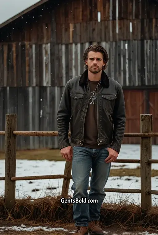 20. Vintage Leather Jacket with Tattered Jeans