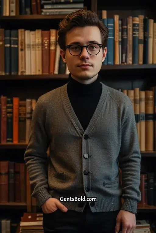 21. Gray Buttoned Cardigan with Black Jeans