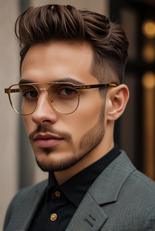 23. Disconnected Undercut With Bold Gold Glasses