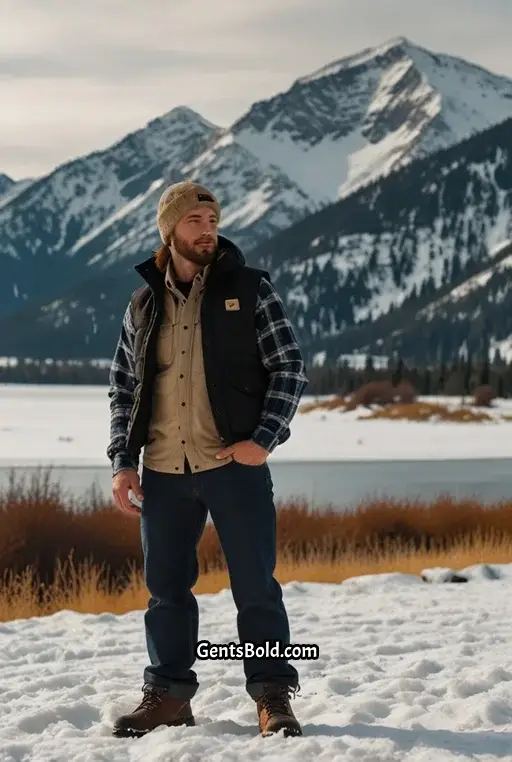 3. Layered Look with Carhartt Beanie and Puffer Vest