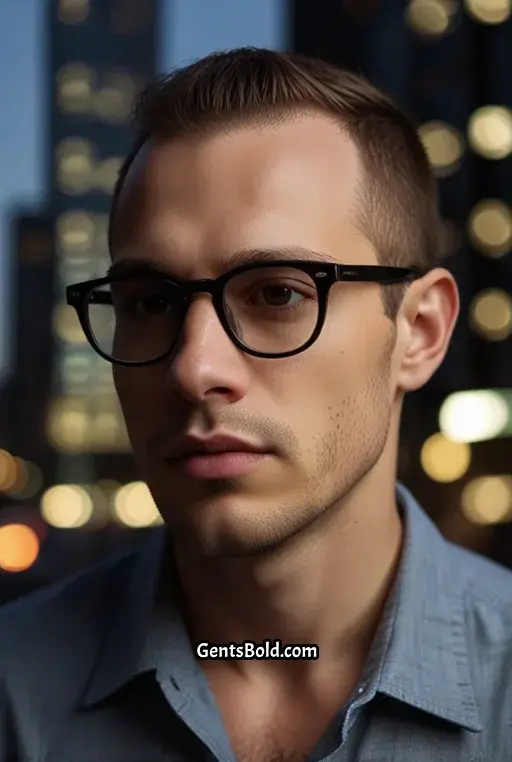 4. Buzz Cut With Black Rectangular Glasses