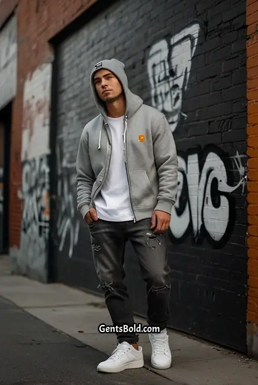 4. Casual Street Style with Carhartt Beanie and Hoodie