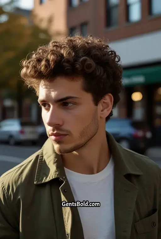 4. Curly Top with Tapered Sides