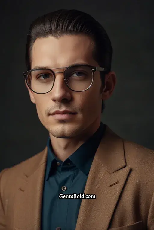 4. Slicked Back Long Hair with Thin Frames
