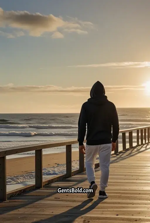 5. Black Hoodie with White Joggers