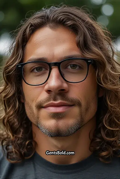 5. Loose Curls with Black Eyeglasses