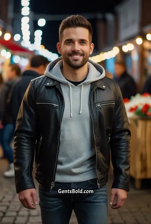 5. Moto Leather Jacket with Hoodie