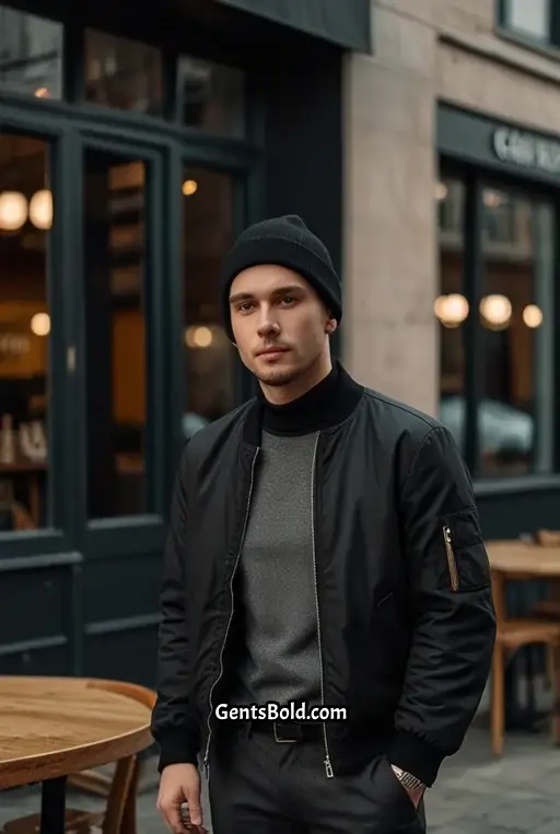 5. Smart Casual with Carhartt Beanie and Bomber Jacket