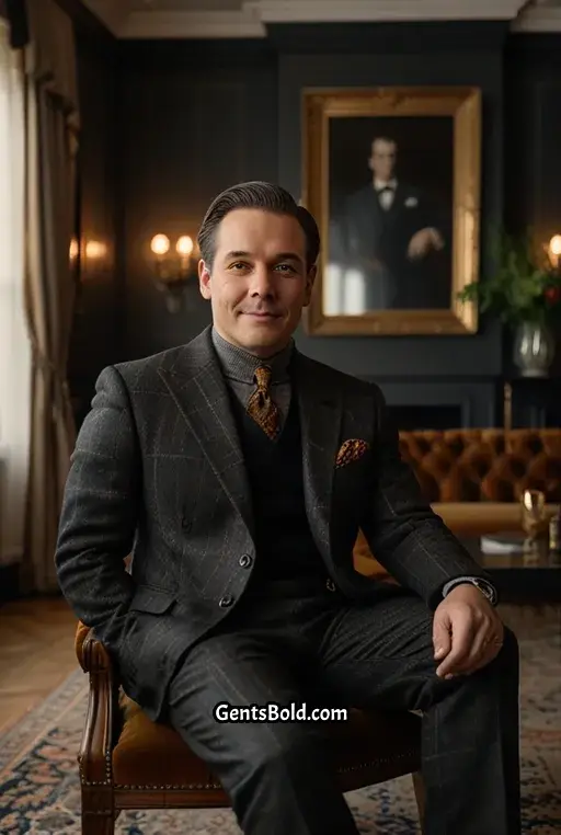 6. Black Turtleneck with a Gray Plaid Suit