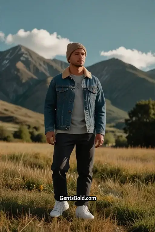 6. Relaxed Weekend Outfit with Carhartt Beanie and Denim Jacket