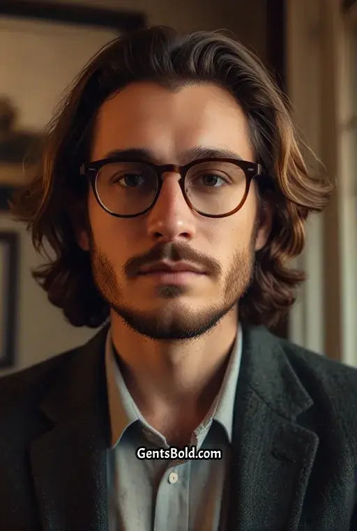7. Wavy Long Hair with Tortoise Shell Glasses