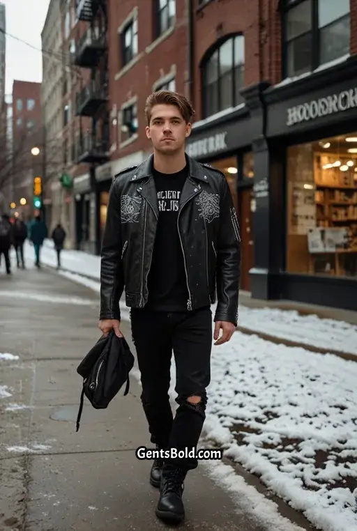 8. Cropped Leather Jacket with Distressed Jeans