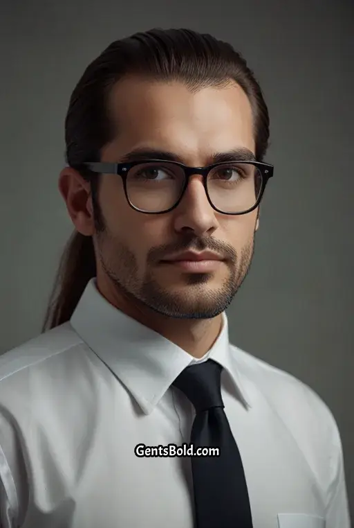 8. Long Ponytail with Rectangular Glasses