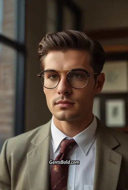 9. Classic Side Part With Aviator Glasses