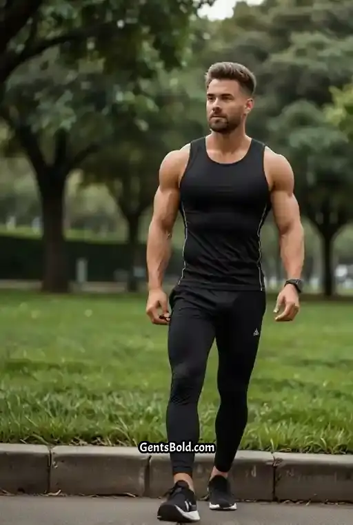 1. Black Compression Top with Grey Joggers