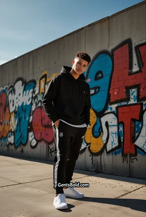 1. Black Joggers with White Side Stripes