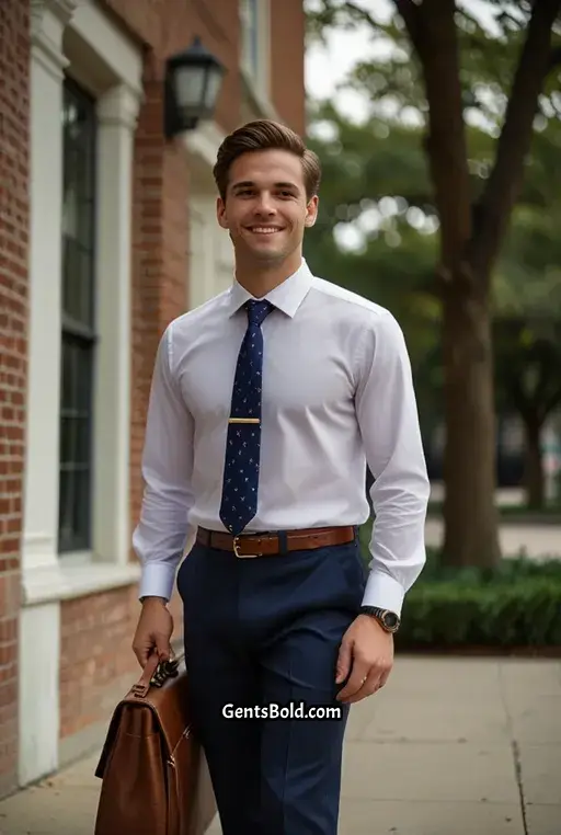 1. Classic Navy Blazer with Khaki Pants