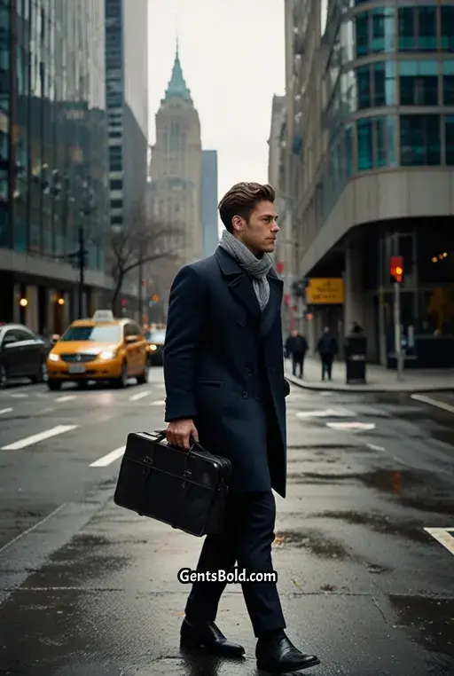 10. Navy Peacoat with Wool Scarf
