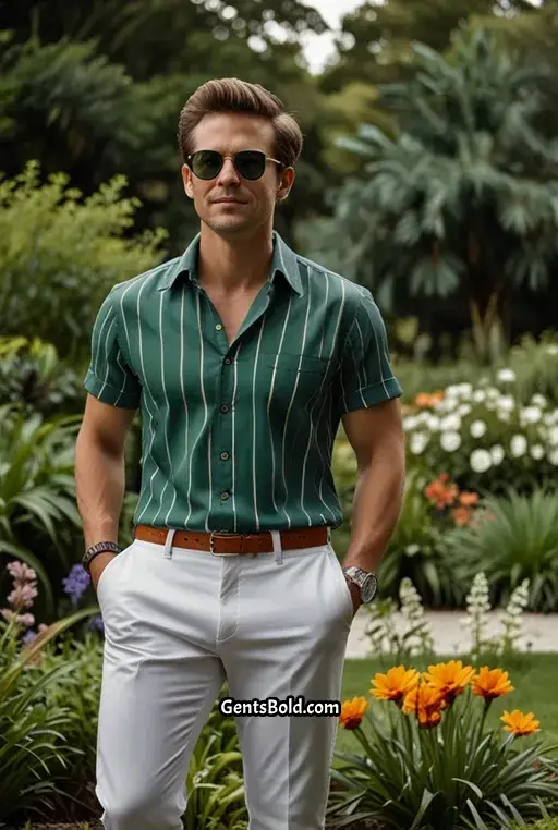 10. White Pants with Green Stripes