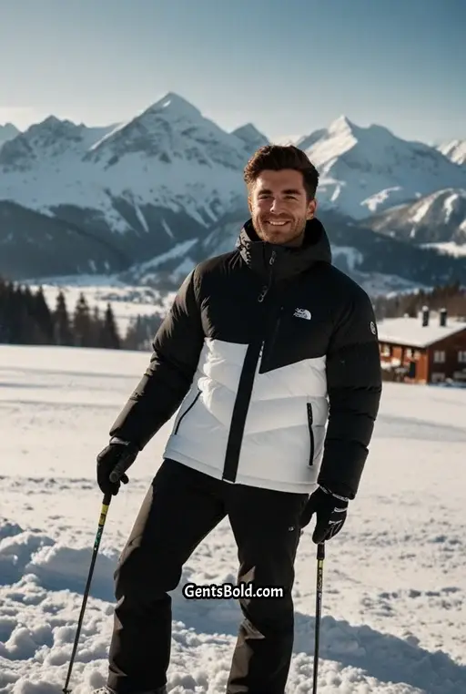 10. Winter Sports Style with a Black and White Puffer Jacket
