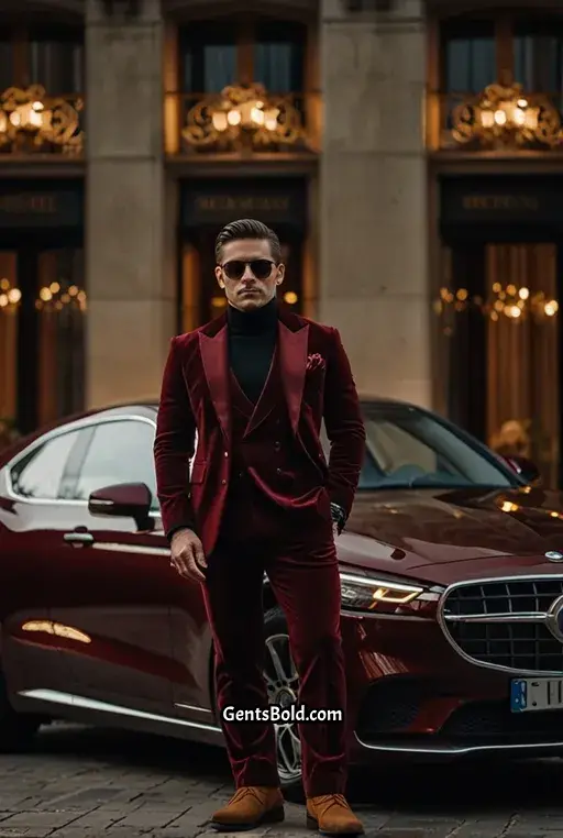 12. Dark Burgundy Luxe Statement Look