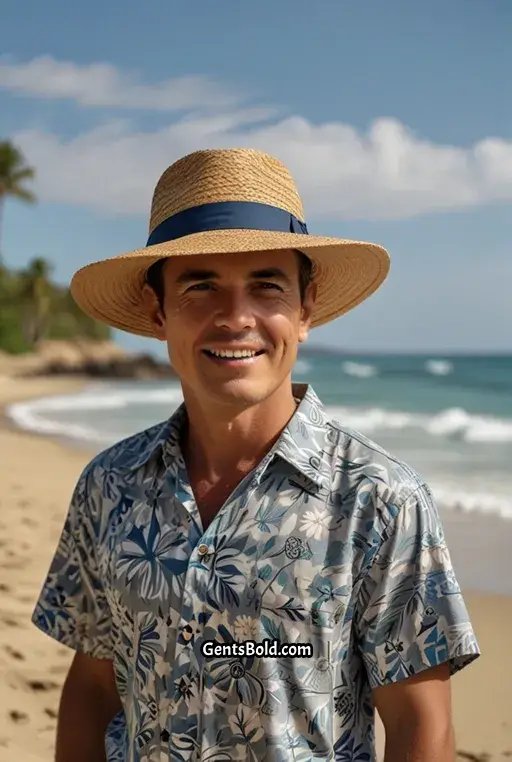 12. Laid Back Beach Look with a Straw Hat