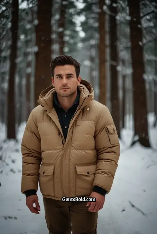 12. Warm and Cozy Look with a Tan Puffer Jacket