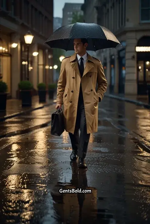13. Camel Trench Coat with Turtleneck