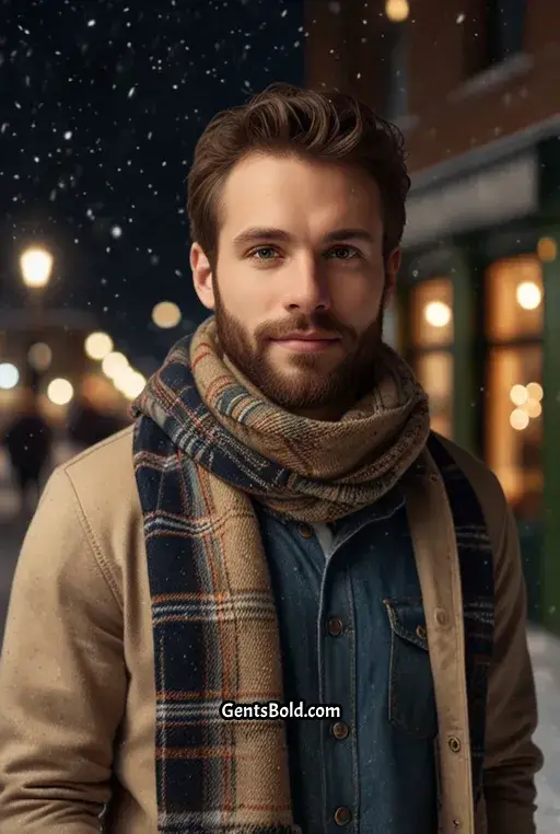 13. Casual Winter Look with a Plaid Wool Scarf