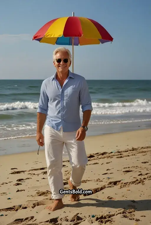 13. White Linen Pants with Black Stripes