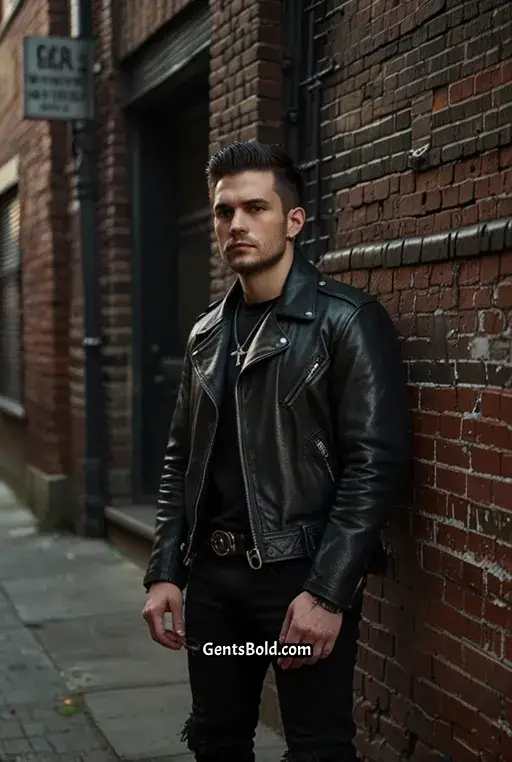 14. Distressed Leather Jacket with Chains