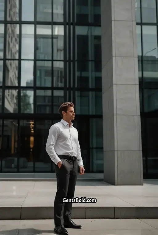15. Classic White Shirt and Charcoal Grey Pants