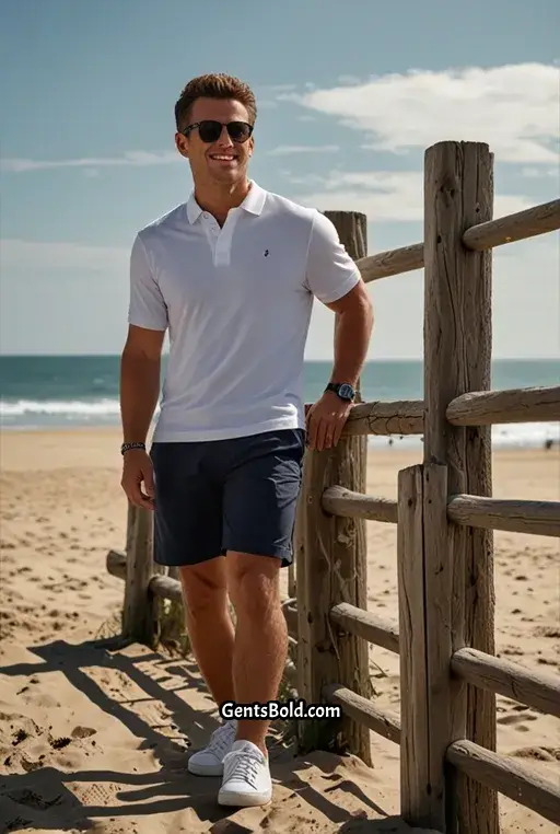 15. Polo Shirt with Sweater Draped Over Shoulders