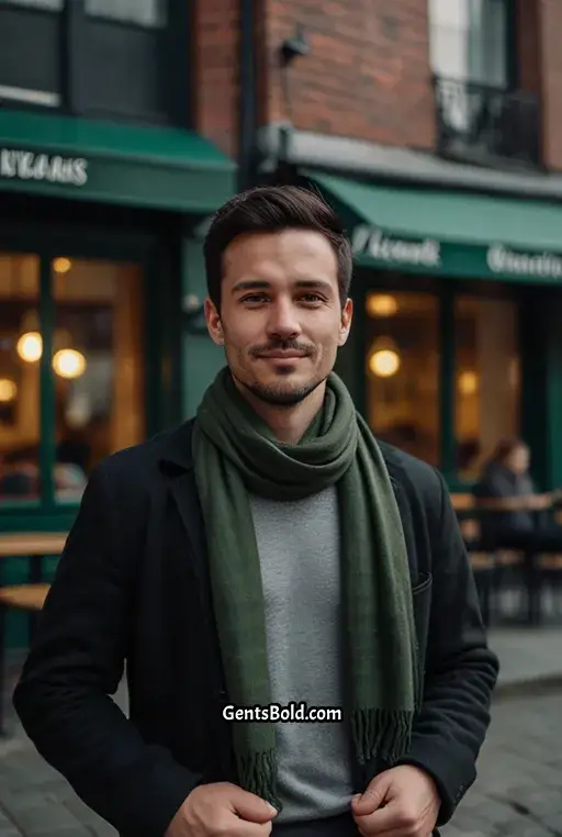16. Casual Chic Look with a Green Wool Scarf