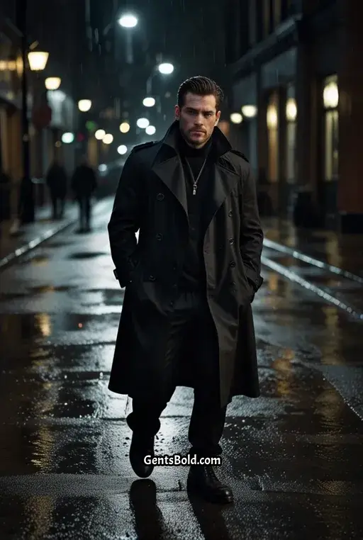 16. Gothic Trench Coat with Fingerless Gloves