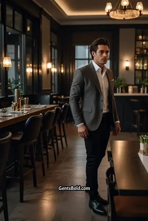 16. Tailored Grey Blazer with Black Jeans