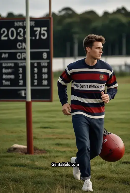17. Striped Rugby Shirt with Slim Fit Jeans