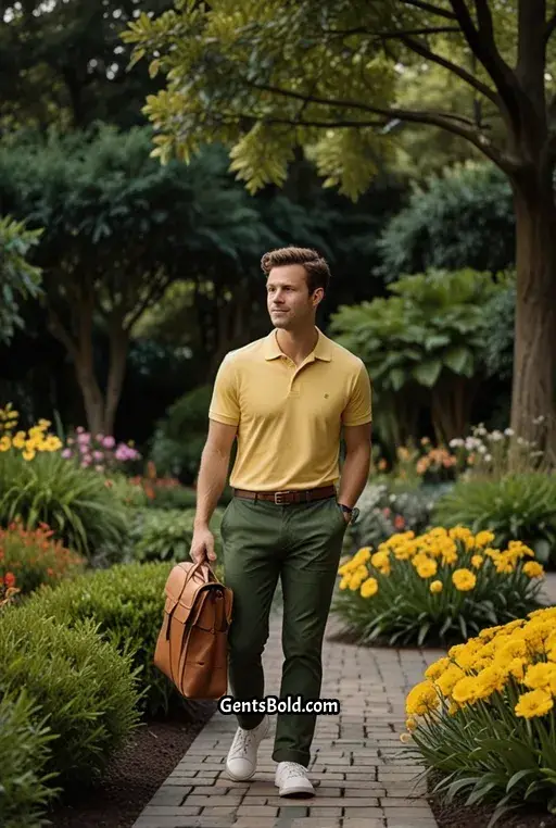 19. Forest Green Pants with Yellow Stripes