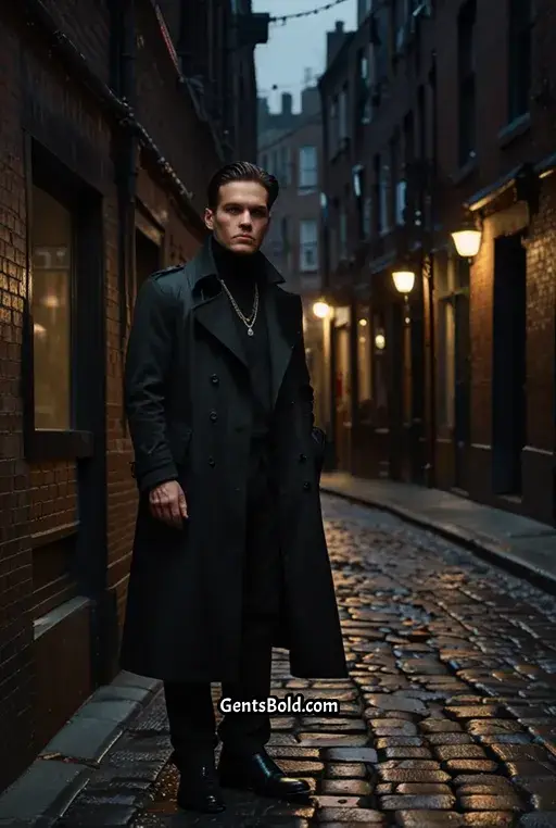19. Gothic Turtleneck with Layered Trench